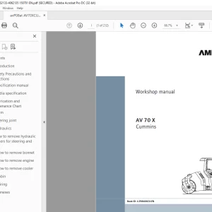 Ammann AV 70 X Tandem Roller Cummins Tier 3 Workshop Manual 4062133 PDF