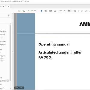 Ammann AV 70 X Tandem Roller Operating Manual SN 00031 PDF
