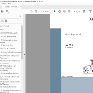 Ammann AV 70 X Tandem Roller Operating Manual SN 4062001 PDF