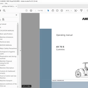 Ammann AV 70 X Tandem Roller Operating Manual SN 4062005 PDF