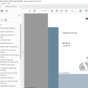 Ammann AV 70 X Tandem Roller Operating Manual SN 4062010 PDF