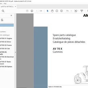 Ammann AV 70 X Tandem Roller Parts Manual 4062147 PDF
