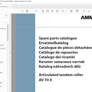 Ammann AV 70 X Tandem Roller Parts Manual SN 0031 PDF