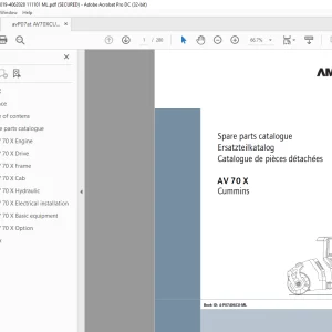 Ammann AV 70 X Tandem Roller Parts Manual SN 4062019 PDF