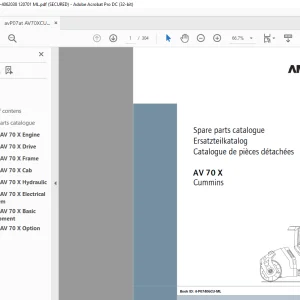 Ammann AV 70 X Tandem Roller Parts Manual SN 4062034 PDF