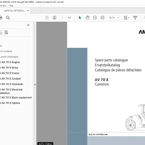 Ammann AV 70 X Tandem Roller Parts Manual SN 4062039 PDF