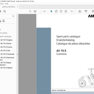 Ammann AV 70 X Tandem Roller Parts Manual SN 4062061 PDF