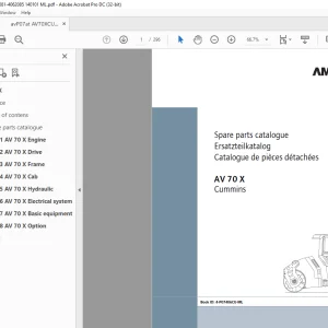 Ammann AV 70 X Tandem Roller Parts Manual SN 4062081  PDF
