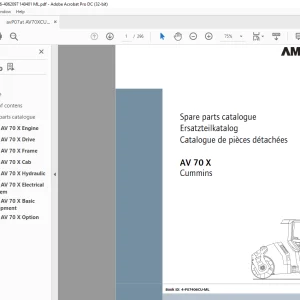 Ammann AV 70 X Tandem Roller Parts Manual SN 4062086 PDF