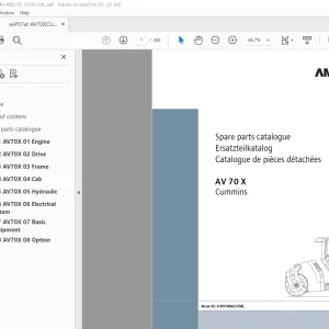 Ammann AV 70 X Tandem Roller Parts Manual SN 4062149 PDF