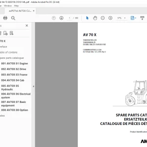 Ammann AV 70 X Tandem Roller Spare Parts Manual SN 3003159 PDF