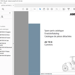 Ammann AV 70 X Tandem Roller Parts Manual SN 4062157 PDF
