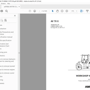 Ammann AV 70 X Tandem Roller Workshop Manual SN 3008841 PDF