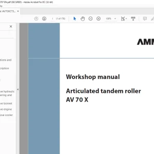Ammann AV 70 X  Articulated Tandem Roller Workshop Manual SN 00031 - PDF