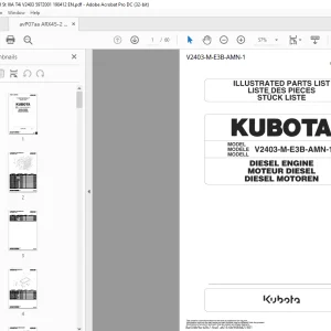Ammann Kubota V2403-M-E3B-AMN-1 Diesel Engine Parts Manual PDF