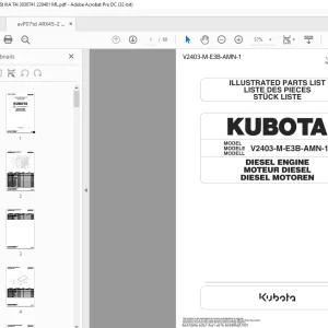 Ammann Kubota V2403-M-E3B-AMN-1 Diesel Engine Parts Manual PDF