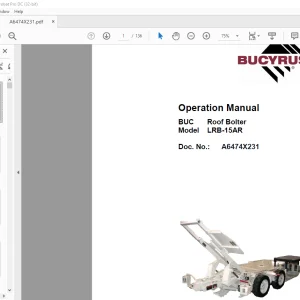 CAT BUCYRUS LRB-15AR Roof Bolter Operation Manual (A6474X231) - PDF DOWNLOAD