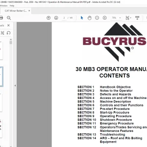CAT Bucyrus 30 MB3 OPERATOR MANUAL BI643660 - PDF DOWNLOAD