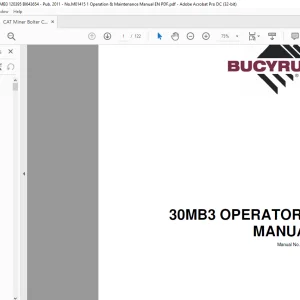 CAT Bucyrus 30MB3 OPERATOR’S MANUAL BI643654 - PDF DOWNLOAD