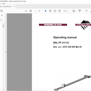CAT Bucyrus BSL PF 4/1132 Operating Manual - PDF DOWNLOAD
