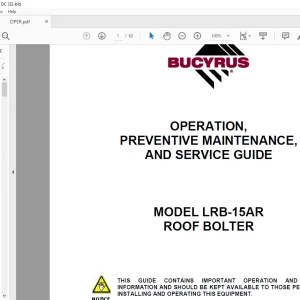 CAT Bucyrus LRB-15AR Roof Bolter Operation Preventive Maintenance & Service Guide - PDF DOWNLOAD