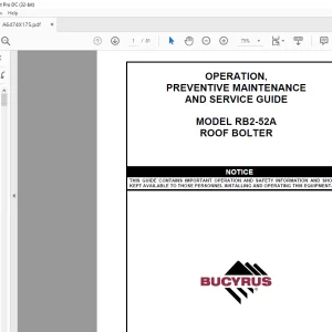 CAT Bucyrus RB2-52A ROOF BOLTER OPERATION PREVENTIVE MAINTENANCE & SERVICE GUIDE (A6474X175) - PDF DOWNLOAD
