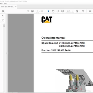 CAT Bucyrus Shield Support 2100/4500-2x7156-2050 2400/4500-2x7156-2050 Operating Manual - PDF DOWNLOAD