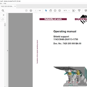 CAT Bucyrus Shield support 1143/3048-2X4113-1750 Operating Manual - PDF DOWNLOAD