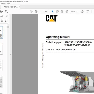 CAT Bucyrus Shield support 1676/3581-2X5341-2056 & 1702/4225-2X5341-2056 Operating Manual - PDF DOWNLOAD