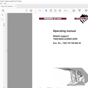 CAT Bucyrus Shield support 1920/4420-2x5665-2050 Operating Manual- PDF DOWNLOAD