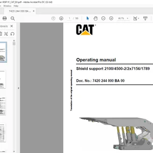 CAT Bucyrus Shield support 2100/4500-2/2x7156/1789 Operating Manual - PDF DOWNLOAD