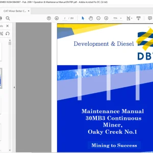 CAT DBT 30MB3 Continuous Miner Maintenance Manual (BI643667) - PDF DOWNLOAD