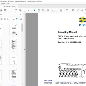 CAT DBT ELECTROHYDRAULIC CONTROL UNIT 12 FUNCTIONS OPERATING MANUAL