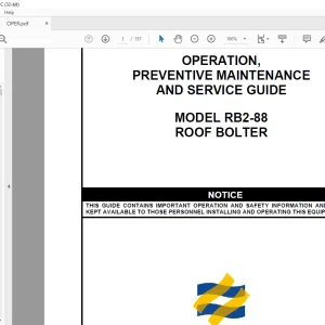 CAT DBT RB2-88 ROOF BOLTER OPERATION PREVENTIVE MAINTENANCE & SERVICE GUIDE (A6474X196) - PDF DOWNLOAD