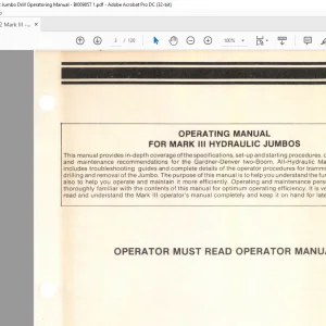CAT Mark III Two Boom Hydraulic Jumbo Operating Manual BI009857 - PDF DOWNLOAD