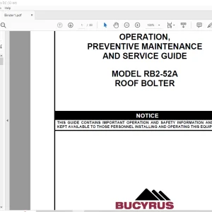 CAT RB2-52A ROOF BOLTER OPERATION PREVENTIVE MAINTENANCE & SERVICE GUIDE (A6474X175) - PDF DOWNLOAD