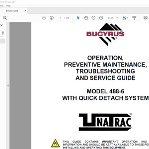 CAT SCOOP BUCYRUS 488-6 WITH QUICK DETACH SYSTEM OPERATION PREVENTIVE MAINTENANCE TROUBLESHOOTING & SERVICE GUIDE (A6474X240) - PDF  DOWNLOAD