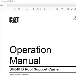 CAT SH640 D Roof Support Carrier Operation Manual SN 5004086 - PDF DOWNLOAD