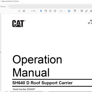 CAT SH640 D Roof Support Carrier Operation Manual SN 5004087 - PDF DOWNLOAD
