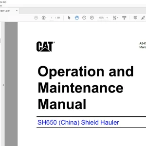 CAT SH650 (China) Shield Hauler Operation & Maintenance Manual A6474X285 - PDF DOWNLOAD