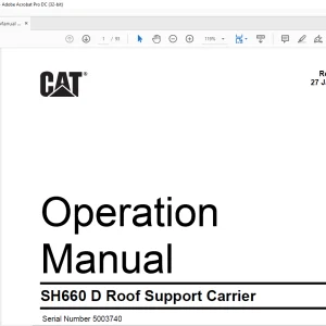 CAT SH660 D Roof Support Carrier Operation Manual SN 5003740 - PDF DOWNLOAD