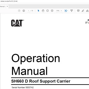 CAT SH660 D Roof Support Carrier Operation Manual SN 5003742 - PDF DOWNLOAD