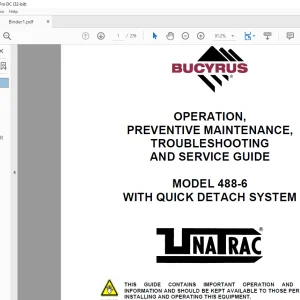 CAT Scoop 488-6 WITH QUICK DETACH SYSTEM Operation, Preventive Maintenance, Troubleshooting & Service Guide Manual A6474X240