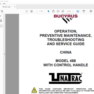 CAT Scoop 488 WITH CONTROL HANDLE OPERATION, PREVENTIVE MAINTENANCE, TROUBLESHOOTING & SERVICE GUIDE MANUAL A6474X260