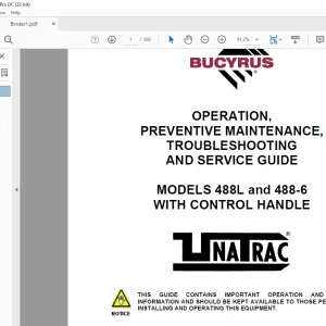CAT Scoop Bucyrus 488L & 488-6 WITH CONTROL HANDLE OPERATION & SERVICE GUIDE MANUAL A6474X235 - PDF DOWNLOAD