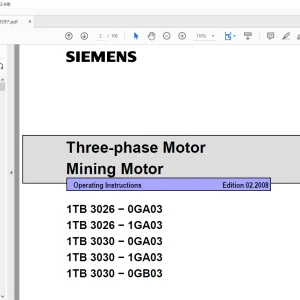 CAT Siemens 1TB 3026 − 0GA03 1TB 3026 − 1GA03 1TB 3030 − 0GA03 1TB 3030 − 1GA03 1TB 3030 − 0GB03 Three-phase Motor Operating Manual