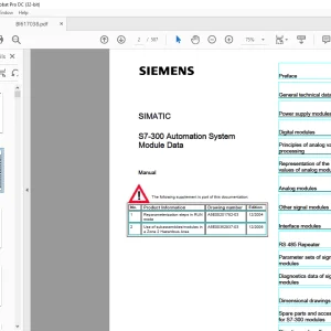 CAT Siemens S7-300 Automation System Module Data Operation & Maintenace Manual BI617038 - PDF DOWNLOAD