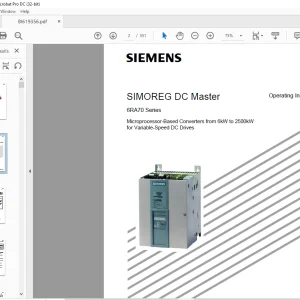 CAT Siemens SIMOREG DC Master 6RA70 Series Operating Instructions Manual BI619356 - PDF DOWNLOAD