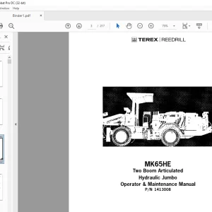 CAT TEREX REEDRILL MK65HE Two Boom Articulated Hydraulic Jumbo Operator & Maintenance Manual (BI009274) - PDF DOWNLOAD