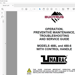 Cat Bucyrus 488L and 488-6 WITH CONTROL HANDLE OPERATION, PREVENTIVE MAINTENANCE,TROUBLESHOOTING AND SERVICE GUIDE MANUAL -PDF DOWNLOAD
